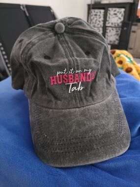 New Put it on my Husband's Tab Heathered Grey Ball Cap